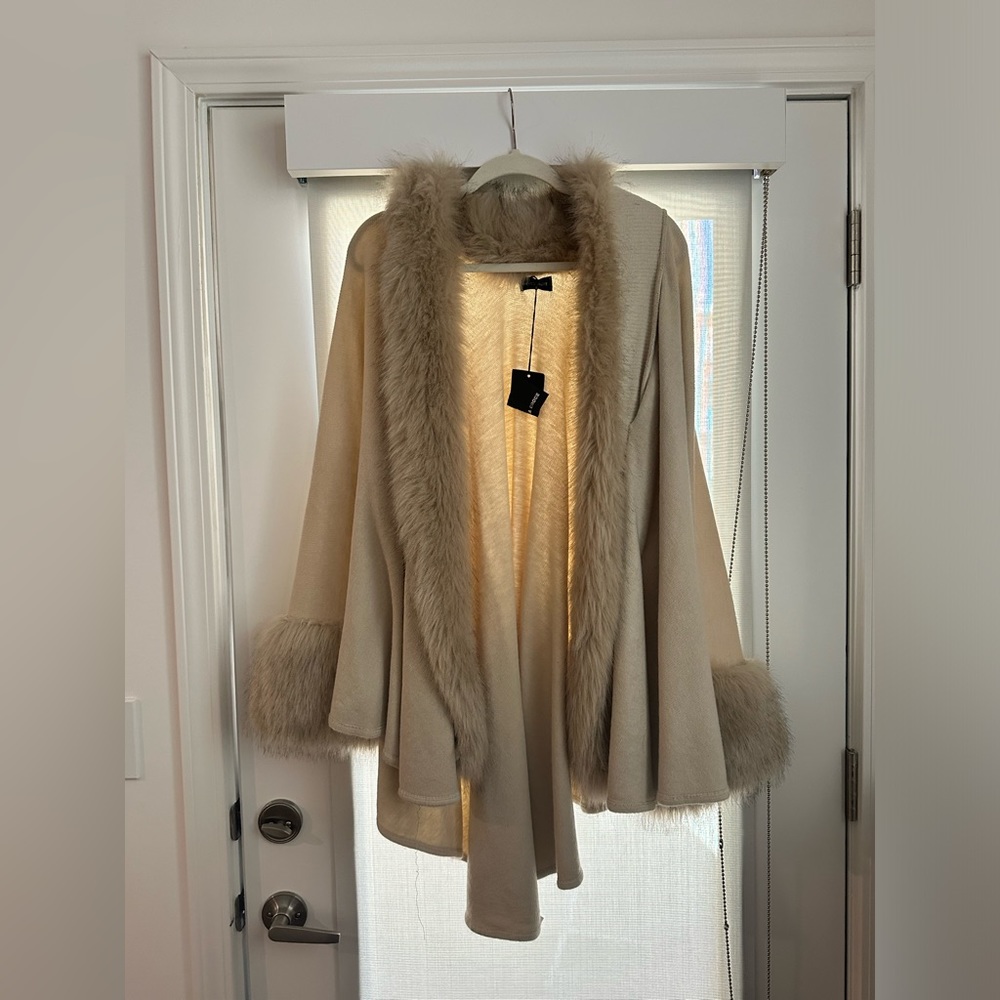 Luxury Fox Fur Long Cape/Poncho